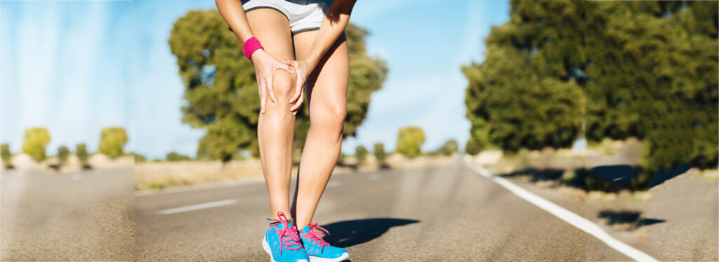 Runner with knee pain on road, immediate care at Express ER Temple.