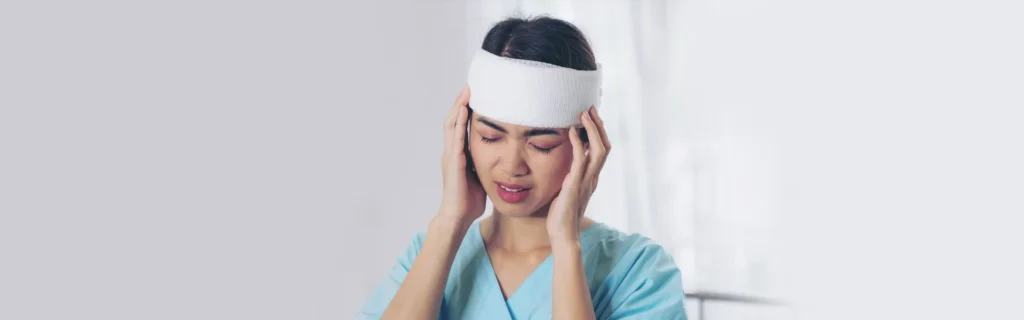 Patient experiencing headache symptoms, quick care at Express ER Temple.